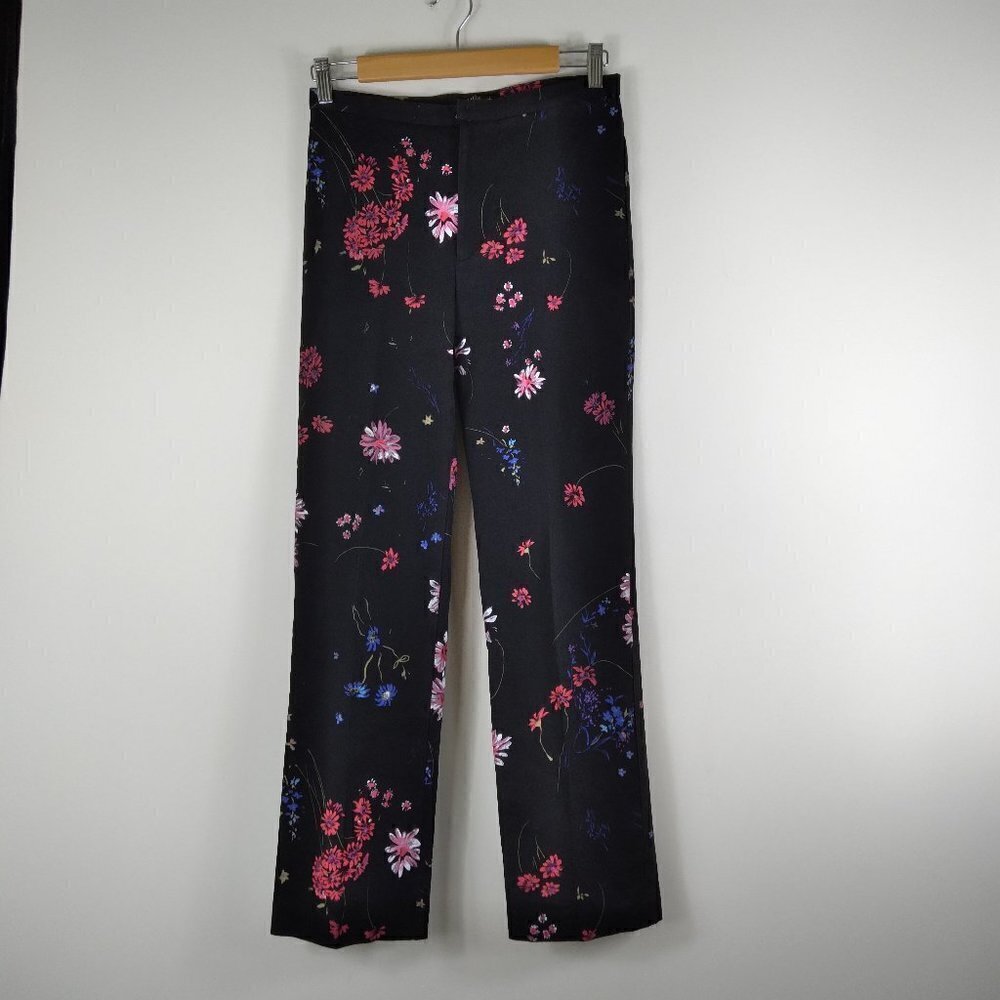Willi Smith Vintage Y2K Stretch Black Jeans with Painted Spring Wildflowers Sz 4